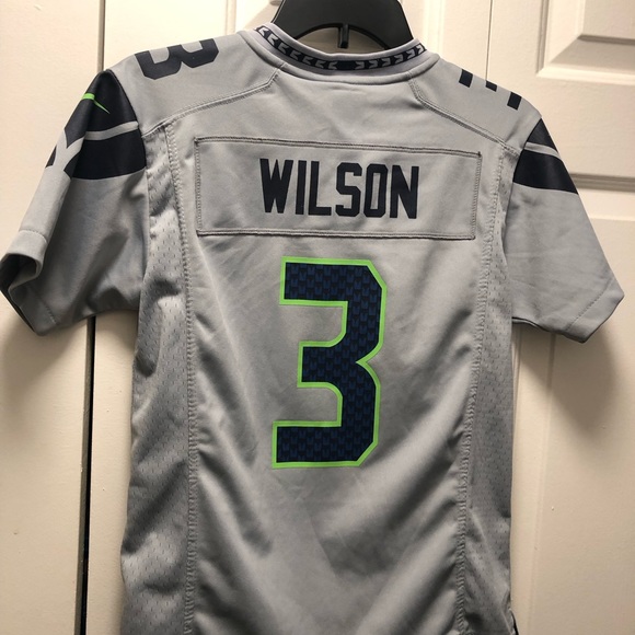 Nike On Field NFL Seattle Seahawks #3 Wilson Youth Boy's Gray Football Jersey - Picture 5 of 15